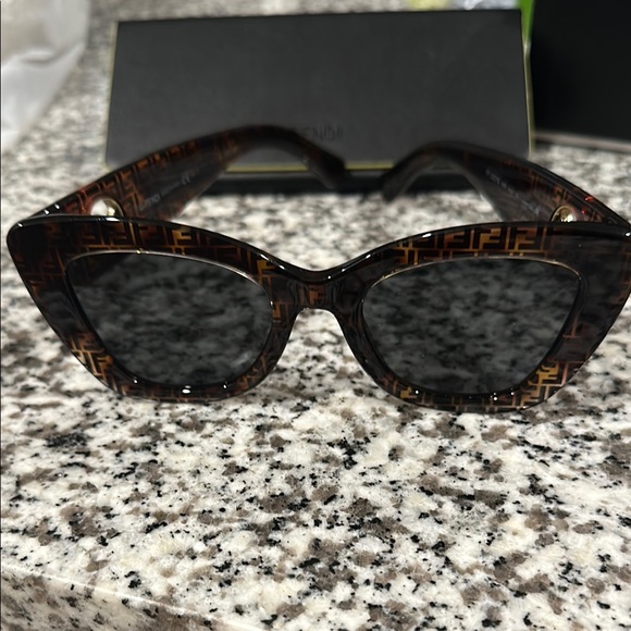 Fendi Brown & Black Havana Sunglasses, “Modern Cat Eye” - Picture 2 of 7